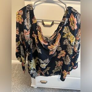 Flowered off the shoulder long sleeve
